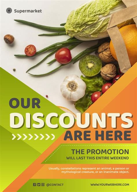 professional supermarket discounts poster template