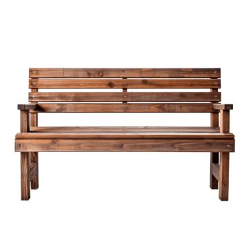 Brown Wooden Bench Isolated On A White Background With Clipping Path