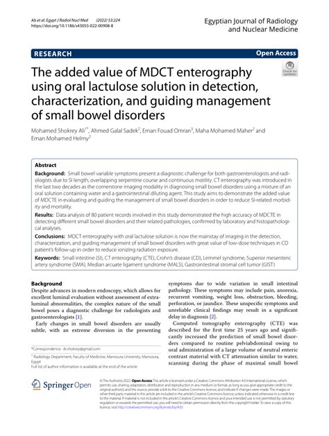 PDF The Added Value Of MDCT Enterography Using Oral Lactulose