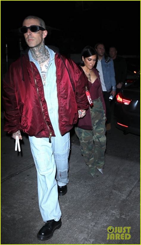 Kourtney Kardashian Travis Barker Hold Hands While Heading To His Son