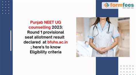 Punjab Neet Ug Counselling Round Provisional Seat Allotment