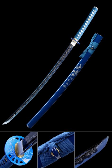 Blue Katana Handmade Japanese Samurai Sword 1045 Carbon Steel With