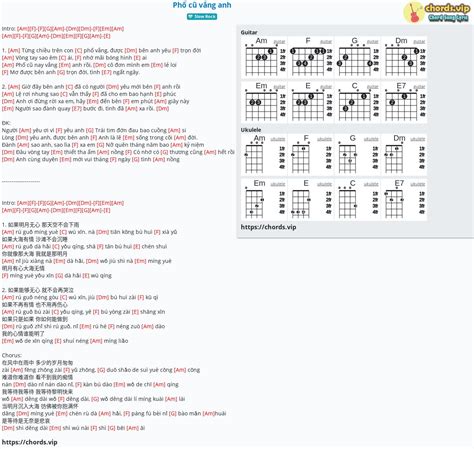Chord Phố cũ vắng anh tab song lyric sheet guitar ukulele