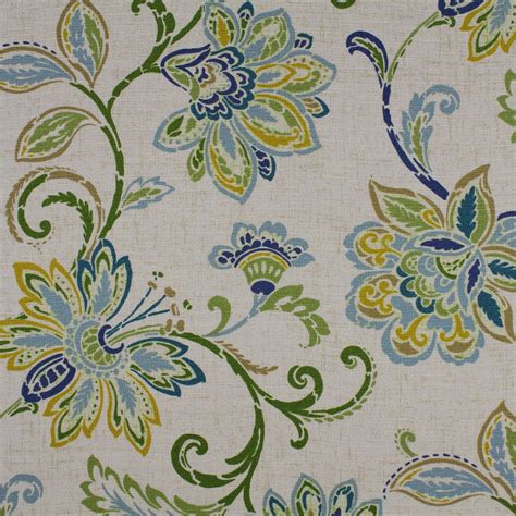 Oasis Blue And Green Floral Print Upholstery Fabric Floral Print