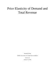 Unit 2 Assignment Price Elasticity Of Demand And Total Revenue