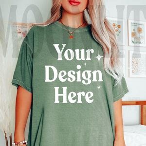 Comfort Colors C Moss Shirt Mockup Oversized Shirt Mockup Moss