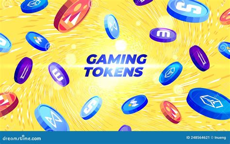 Gaming Tokens Crypto Currency Themed Banner Digital Money Falling