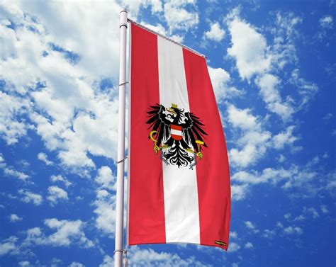 Österreich-Flagge mit Wappen online günstig kaufen - Premium Qualität