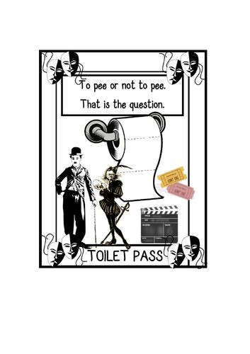 Funny Toilet Passes Hall Pass Outside Of Class Card Teaching Resources