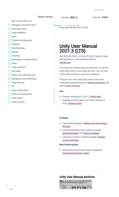 Unity Manual Unity User Manual 20213 Lts New Packages Best