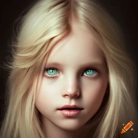 Petite Woman Blonde Hair Green Eyes Portrait