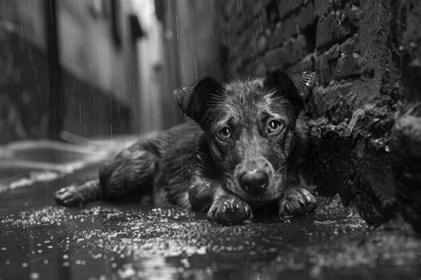 Perro Callejero Perro Sin Hogar Triste Perro Abandonado Hambriento