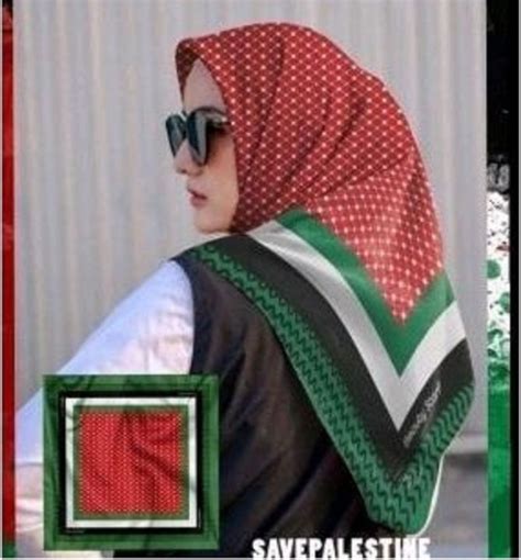 Hijab Segi Empat Palestina Voal Premium Laser Cuting Halus Jilbab