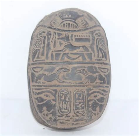 RARE ANCIEN EGYPTIEN ANCIEN ANUBIS scarabée avec protection oculaire d