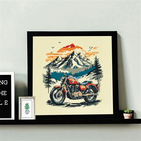 Motorcycle Cross Stitch Pattern Motorbike Cross Stitch Motorcycle