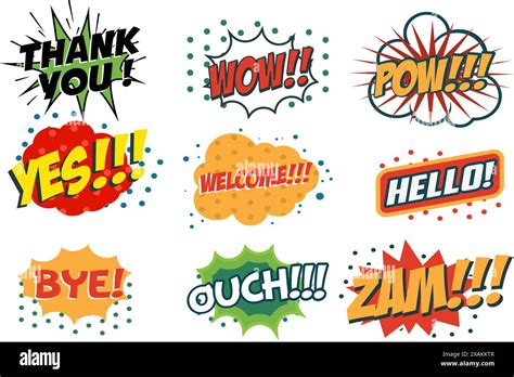 Vector Set Of Comic Speech Bubbles In Trendy Pop Art Style Hand Drawn