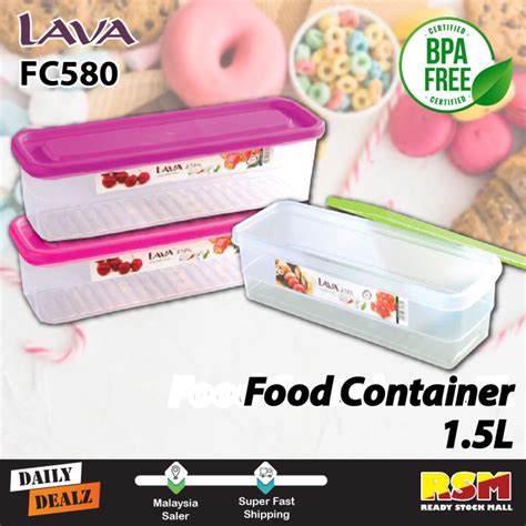 LAVA FC580 Plastic Food Storage Container Lunch Box 1 5L BPA FREE Bekas