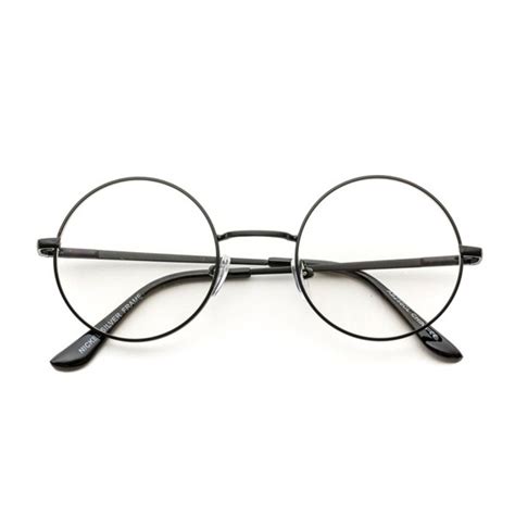 Round Clear Metal Frame Glasses - Black Frame - CR189Y43QE3