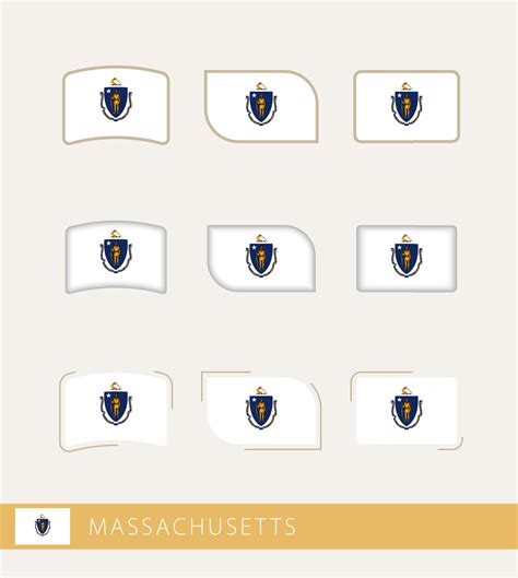 Vector flags of Massachusetts, collection of Massachusetts flags ...