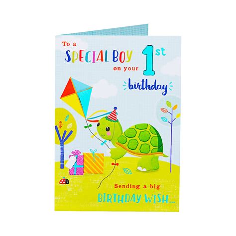 Cute Turtle 1 Year Old Boy Birthday Card The Reject Shop