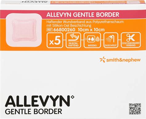 ALLEVYN Gentle Border 10 X 10 Cm Haftender Wundverband 5 Pcs Plaster