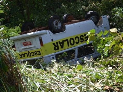 G Transporte Escolar Cai Em Barranco Ap S Desviar De Rvore Na Br