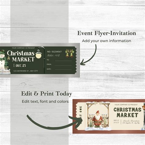 Event Ticket Template Christmas T Surprise Concert Ticket Holiday Invitation Ticket Show