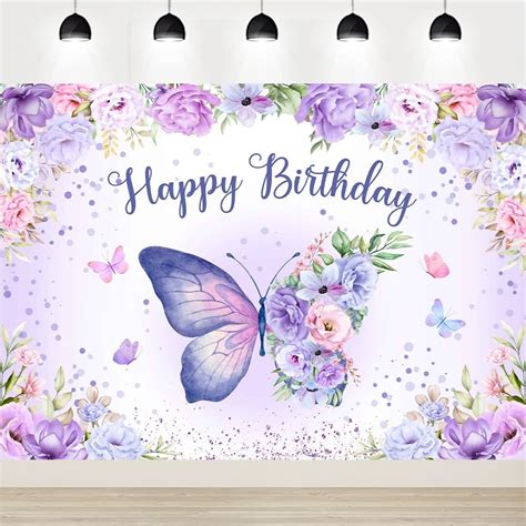 amazoncom butterfly birthday backdrop  girls women xft purple