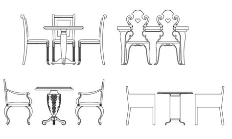 Wonderful various types of 2d Dining table design Autocad furniture ...