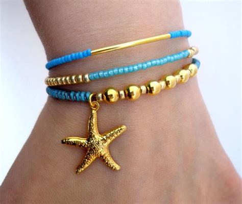 Gold Starfish Bracelet Dainty Gold Layer Bracelets By BitsyQ Bead Charm