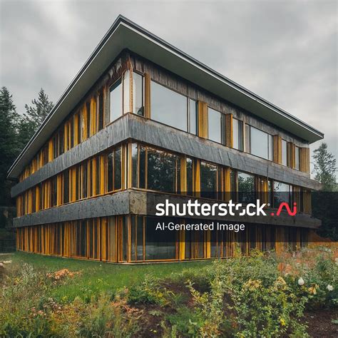 School Building Sustainable Solar Panels Water AI-generated image