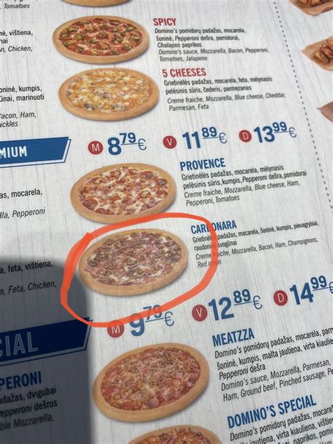 Speisekarte Von Domino S Pizza Kaunas