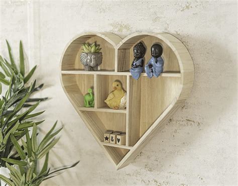 homezone modern heart shape wall hanging shelf rustic shelves small