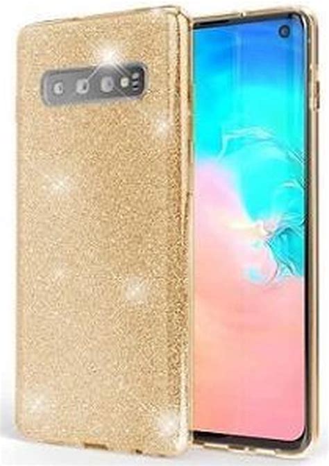 Samsung S10 Siliconen Glitter Hoesje Goud Bol