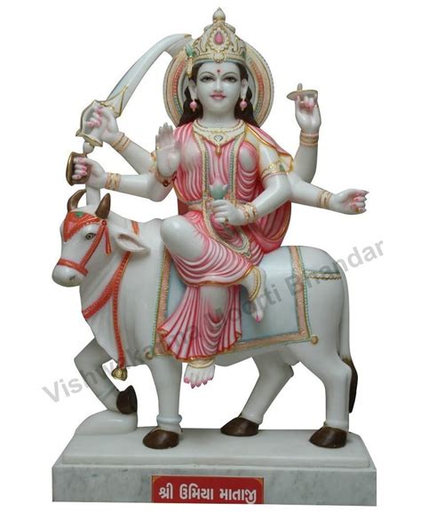 White Painted Mahagauri Mata Marble Statue For Worship Size 2 Feet