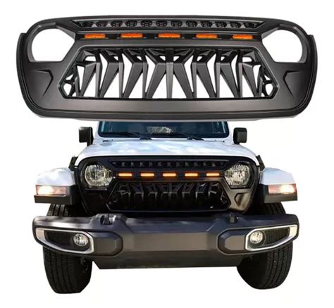 Parrilla Angry Shark Luz Led Ambar Jeep Jl 2018 24 Gladiator