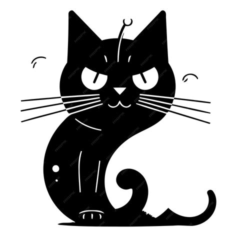 Premium Vector Cute Cartoon Black Cat Sitting On The Ground Vector Illustration