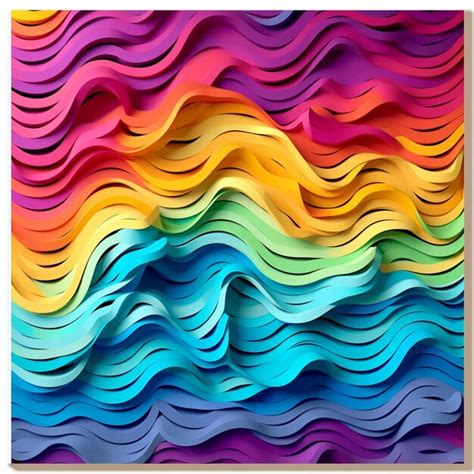 Premium Photo | A close up of a colorful paper art of waves generative ai