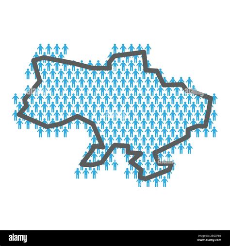 Ukraine Population Map Country Outline Made From People Figures Stock