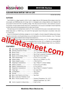 R1510S002B Datasheet PDF Nisshinbo Micro Devices Inc