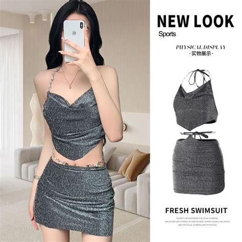 Bikini Sexy Skirt Swimsuit Women S Three Piece High Waist Beach Swimsuit Shopee Malaysia