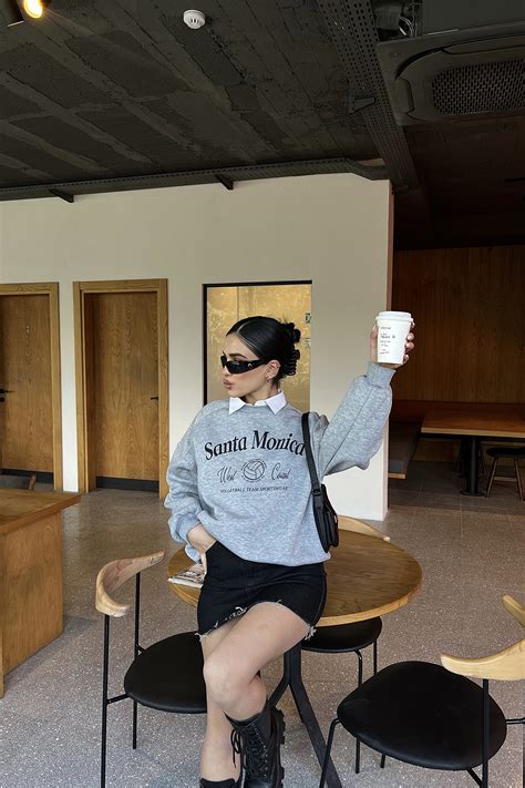 Gri Santa Monica Baskılı Sweat ATE3824 - Eyyo