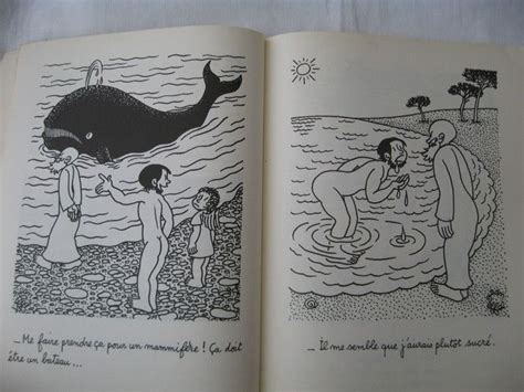 An Open Book With Black And White Illustrations On It S Pages