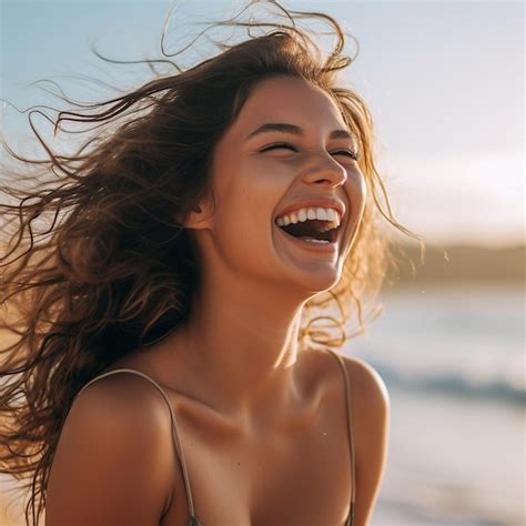 Premium AI Image A Woman With Her Hair Blowing In The Wind