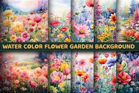 Watercolor Flower Garden Backgrounds | Background Graphics ~ Creative ...