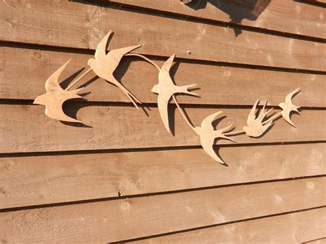 Swallow Wall Art Rusty Metal Swallows Sculpture Flock Of Birds Wall