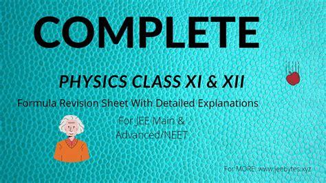 Complete Physics Class 11 12 Formula Revision Sheet JB