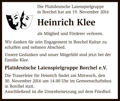 Traueranzeigen Von Heinrich Klee Trauer Kreiszeitung De