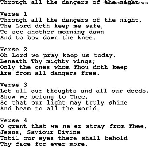 Through All The Dangers Of The Night Apostolic And Pentecostal Hymns And Gospel Songs Lyrics