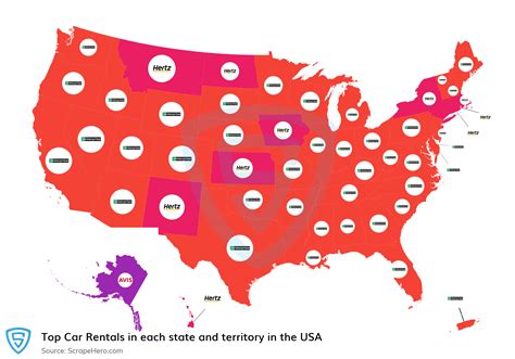 Map Of The Largest Car Rentals Companies In Each US State